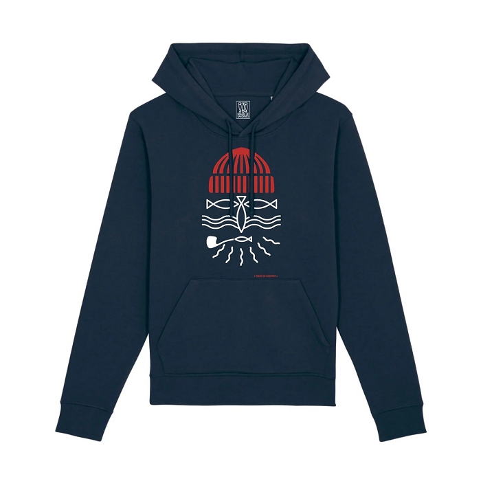 Bande de sardines sweat capuche homme pecheur navy